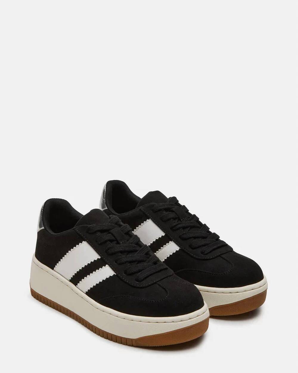 NEW STEVE MADDEN kid's field lace-up sneakers in black